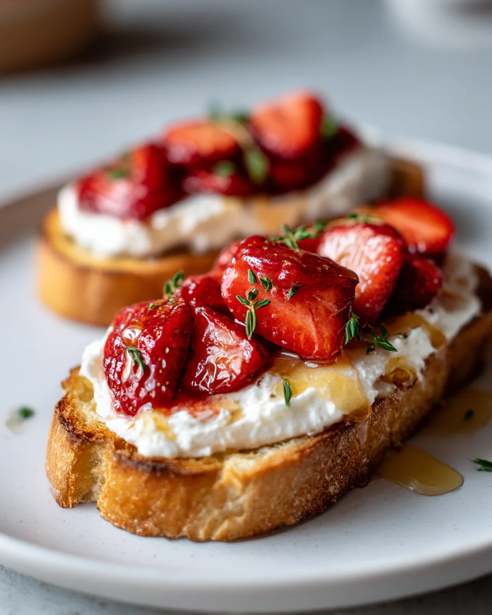Irresistible Roasted Strawberry Whipped Ricotta Toast
