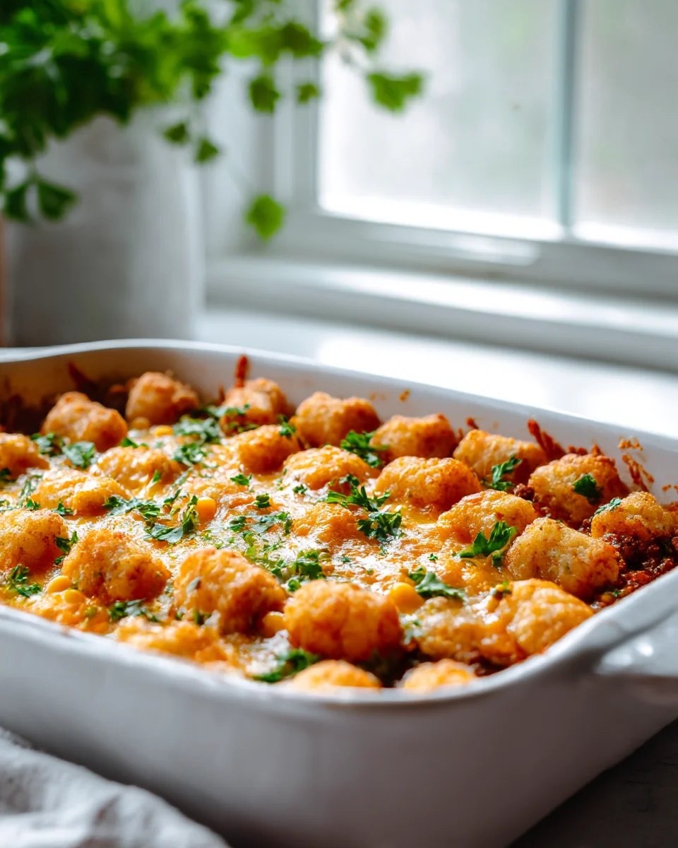 Ultimate Cowboy Casserole: Beef, Corn, Cheese & Tots