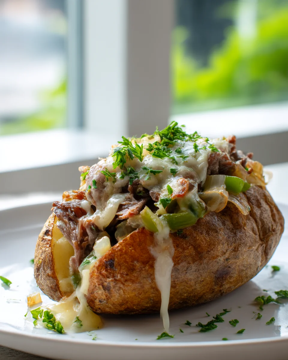 Ultimate Philly Cheesesteak Beef Baked Potatoes Recipe