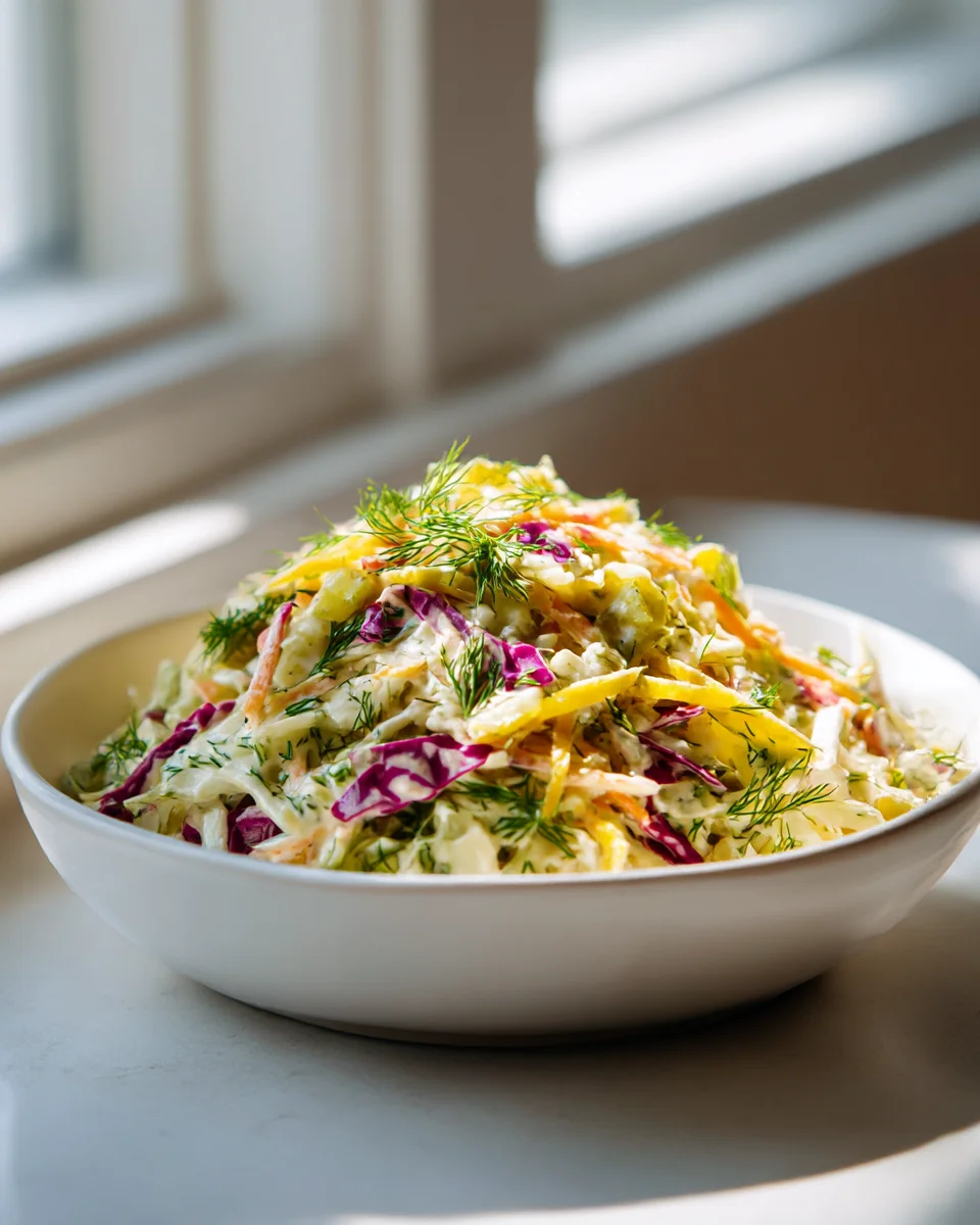 Zesty Dill Pickle Coleslaw for Your Beef BBQ Boards