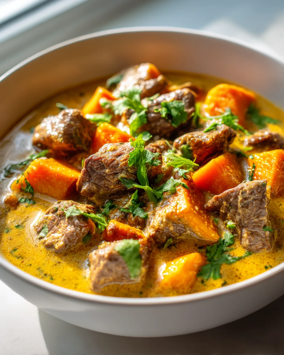 Coconut Curry Beef & Sweet Potatoes Recipe - Easy Dinner
