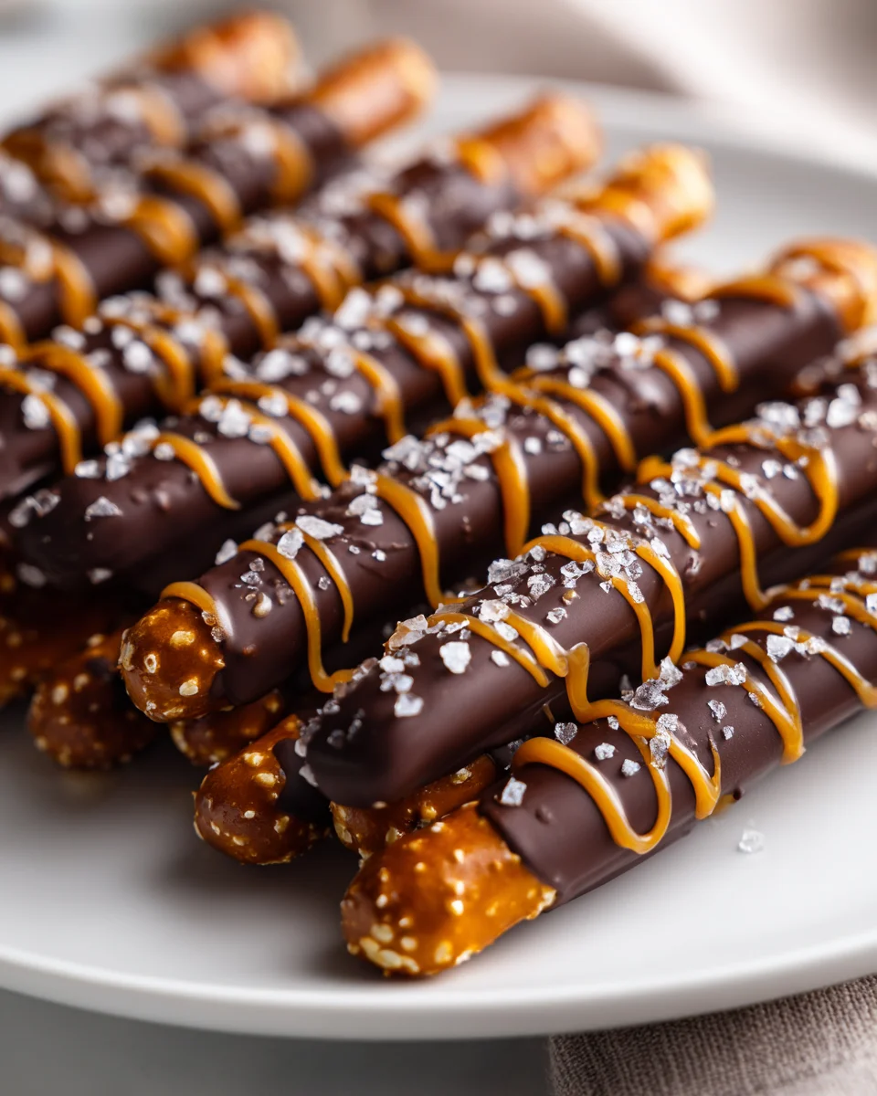 Irresistible Chocolate Dipped Salted Caramel Pretzels