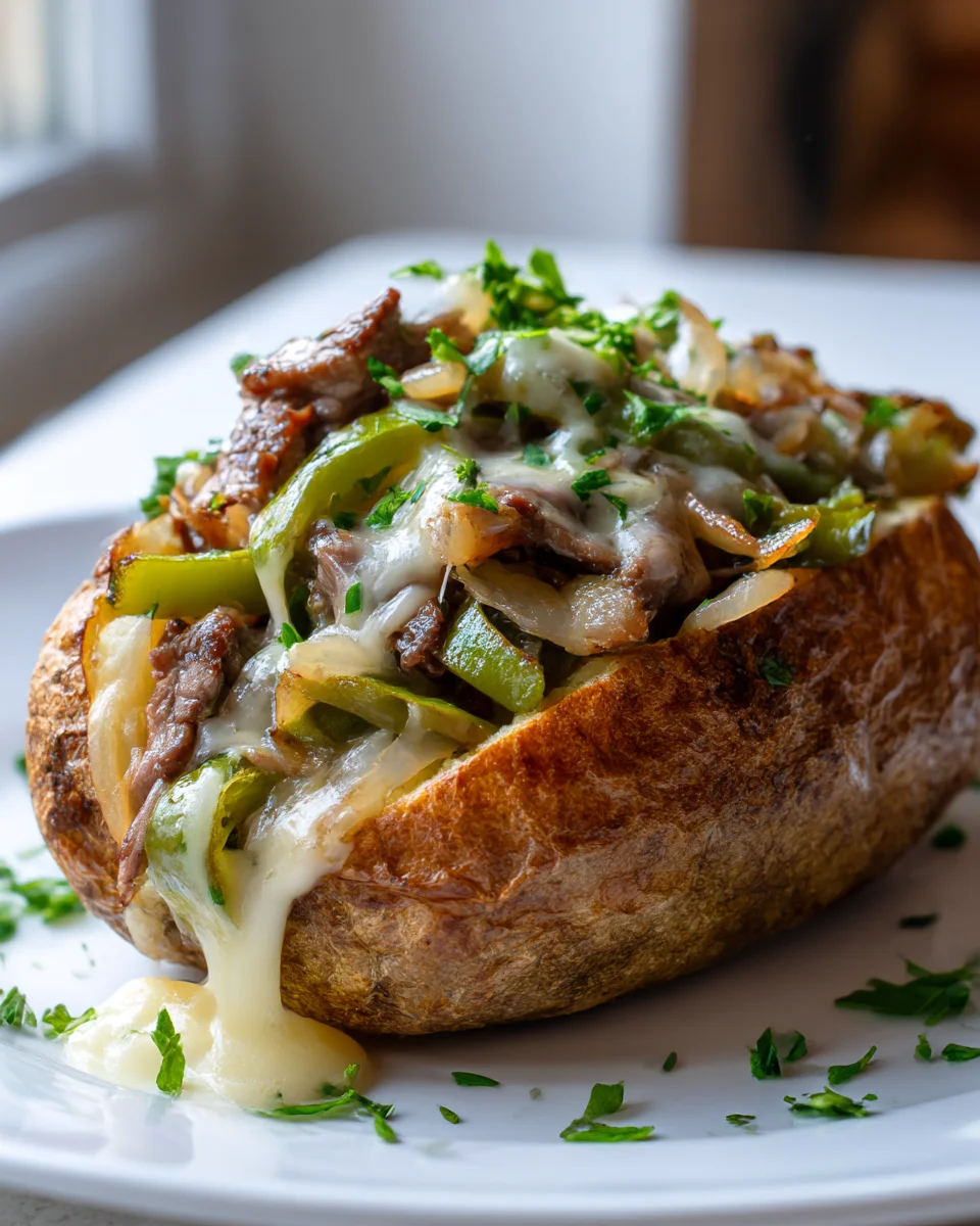 Ultimate Philly Cheesesteak Beef Baked Potatoes Recipe