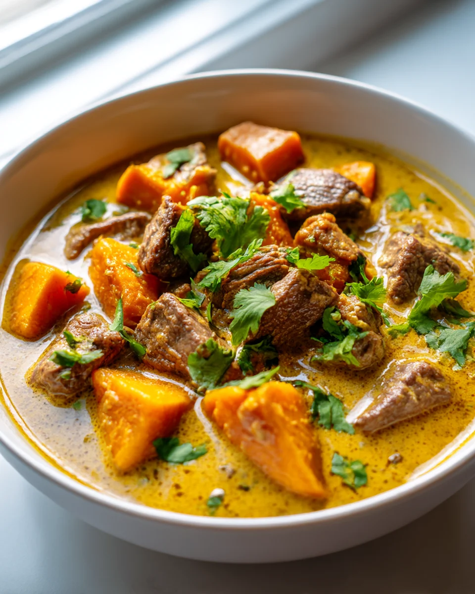 Coconut Curry Beef & Sweet Potatoes Recipe - Easy Dinner