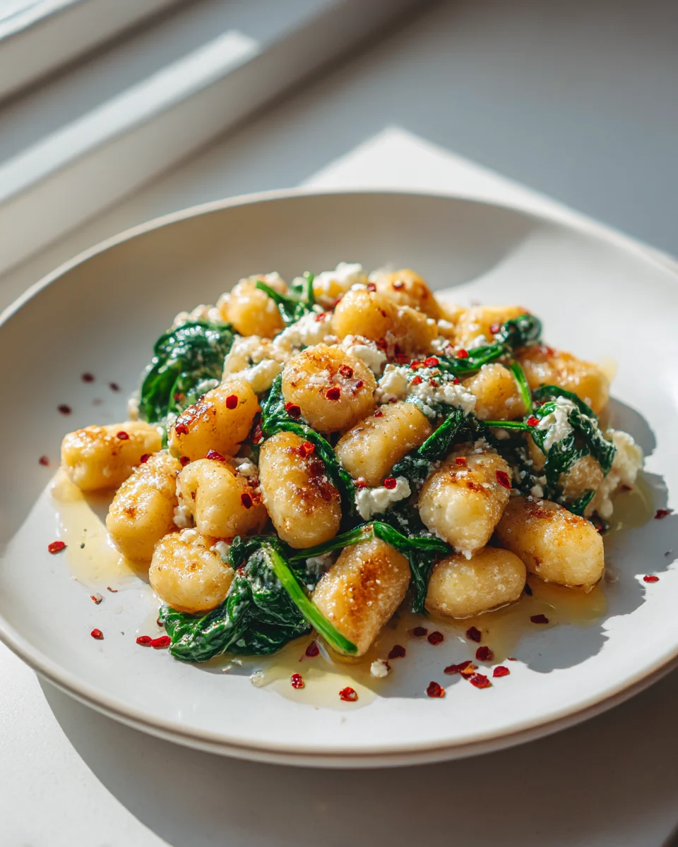 Crispy Gnocchi with Spinach & Feta Recipe - Easy Dinner!