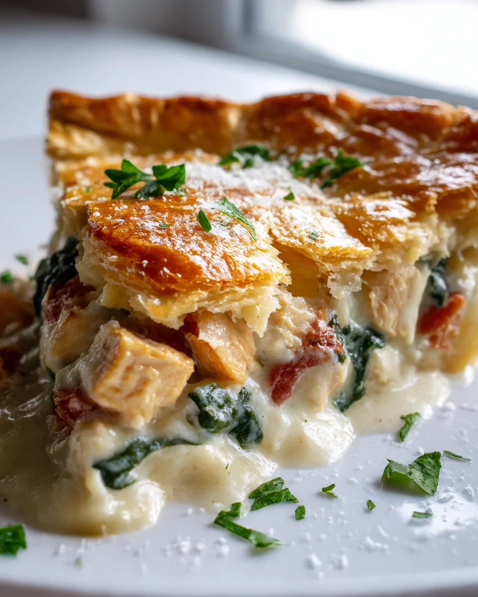 Best White Alfredo Chicken Pizza Pot Pie Ever!