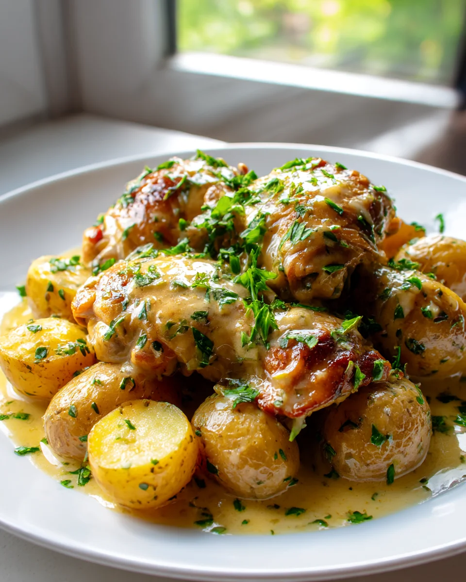Easy Slow Cooker Butter Garlic Chicken & Potatoes