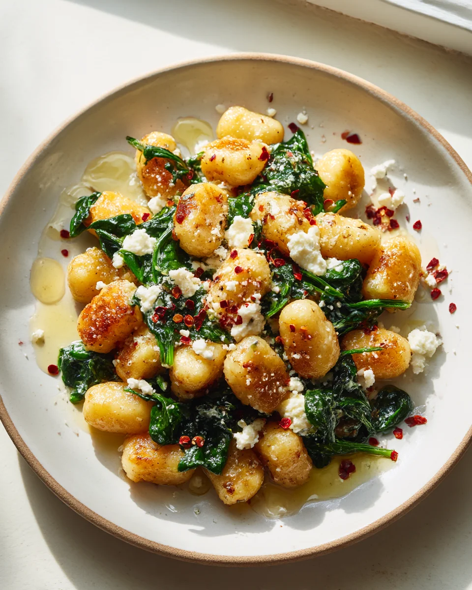 Crispy Gnocchi with Spinach & Feta Recipe - Easy Dinner!