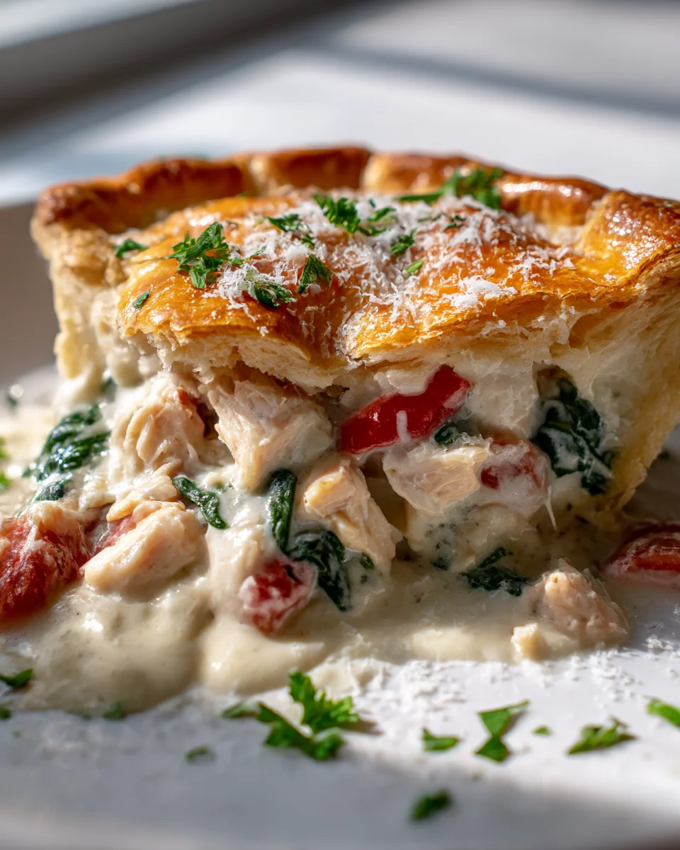 Best White Alfredo Chicken Pizza Pot Pie Ever!