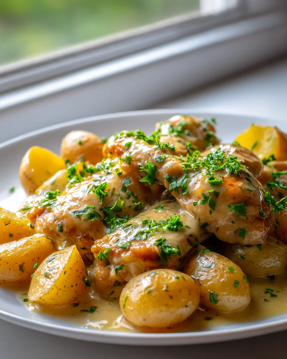 Easy Slow Cooker Butter Garlic Chicken & Potatoes