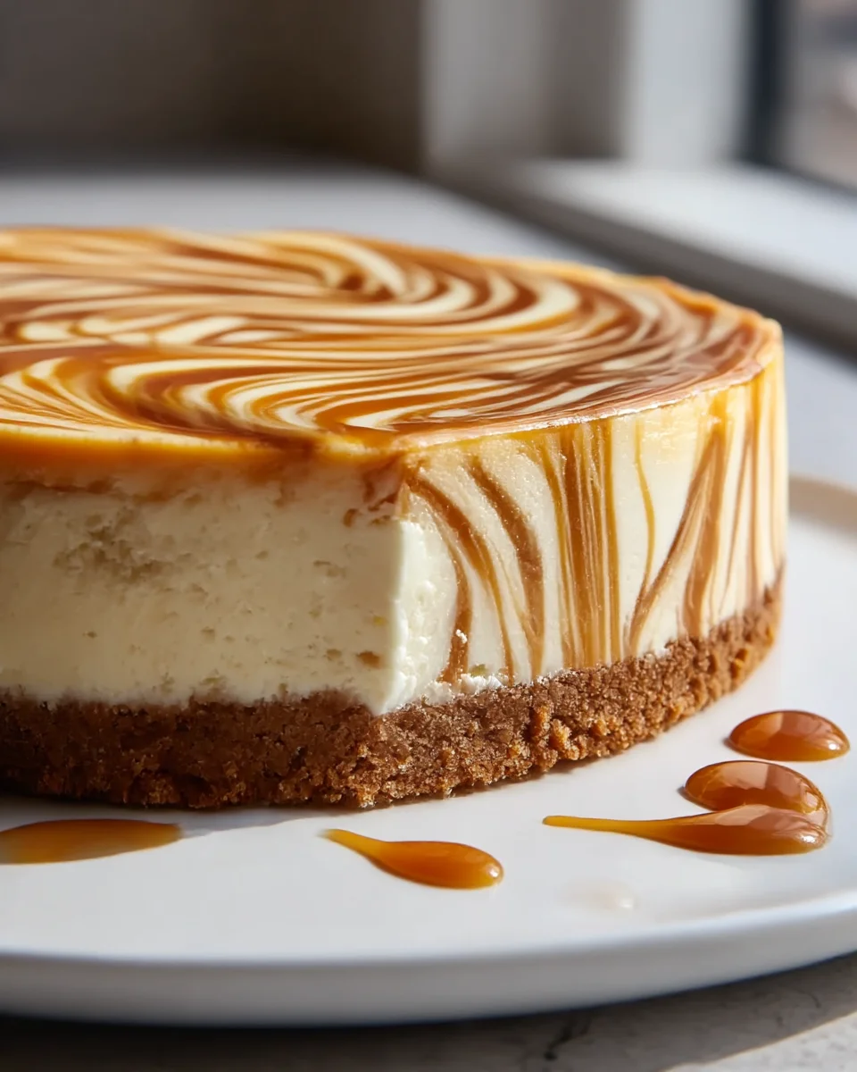 Indulge in Decadent Caramel Swirl Cheesecake Delight