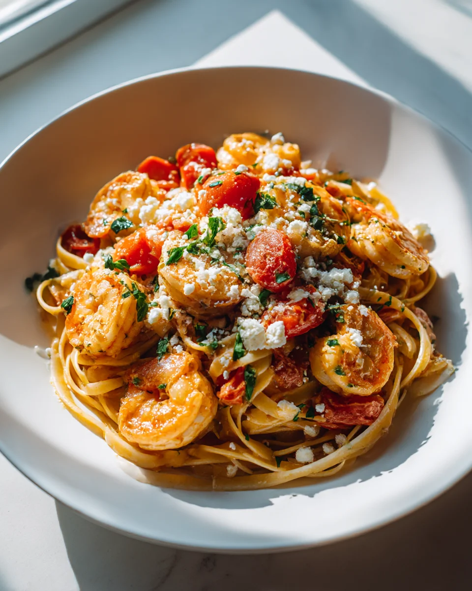 Authentic Greek Shrimp & Tomato Linguine: A Taste of Greece