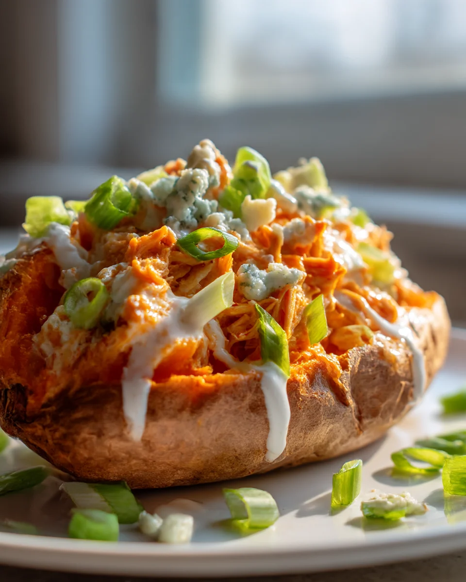 Buffalo Chicken Stuffed Sweet Potatoes: Healthy & Easy