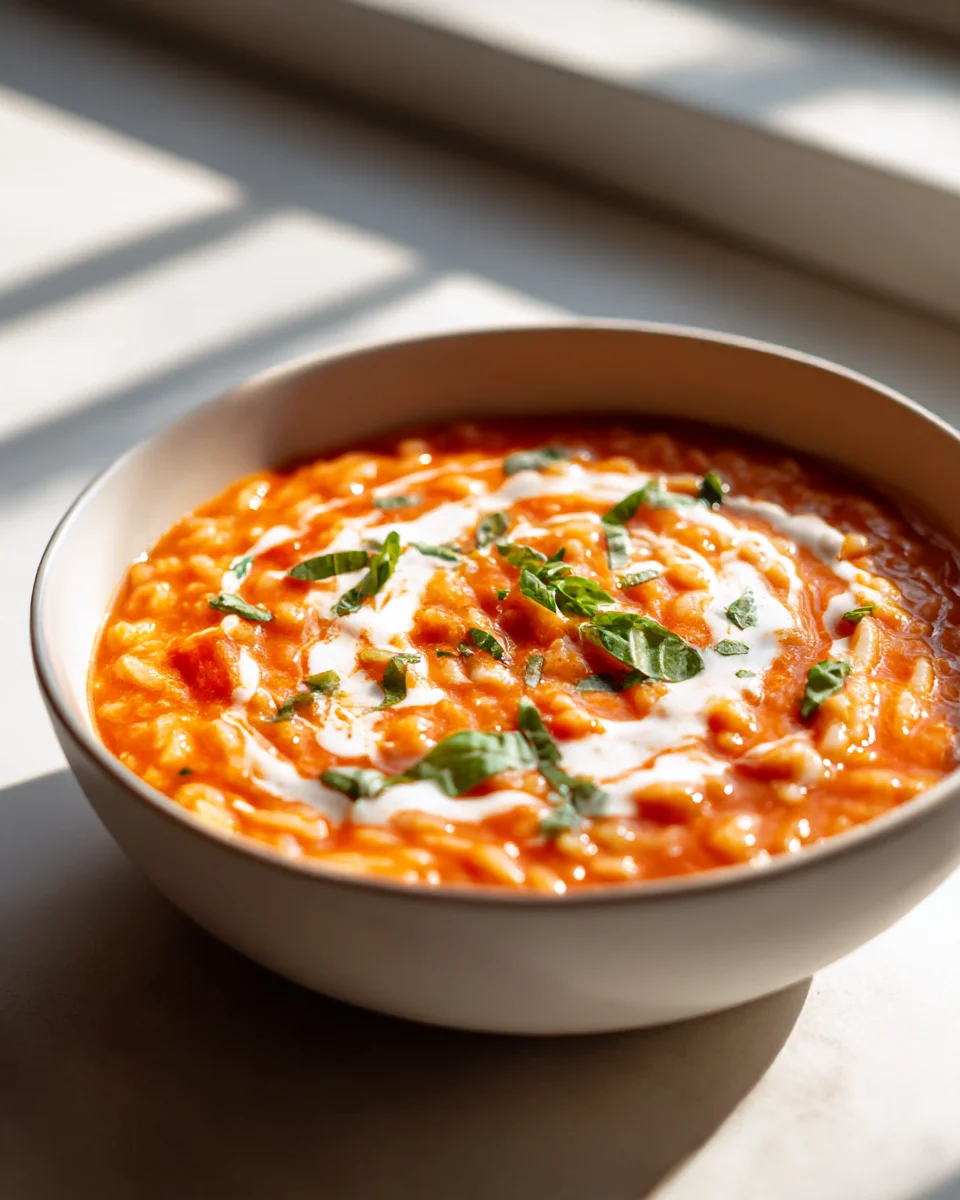 Creamy Tomato Basil Risotto Soup Recipe - Comfort in a Bowl