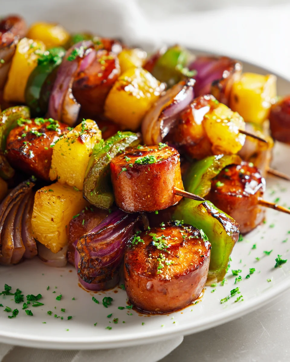 Delicious Brown Sugar Pineapple Kielbasa Kabobs Recipe
