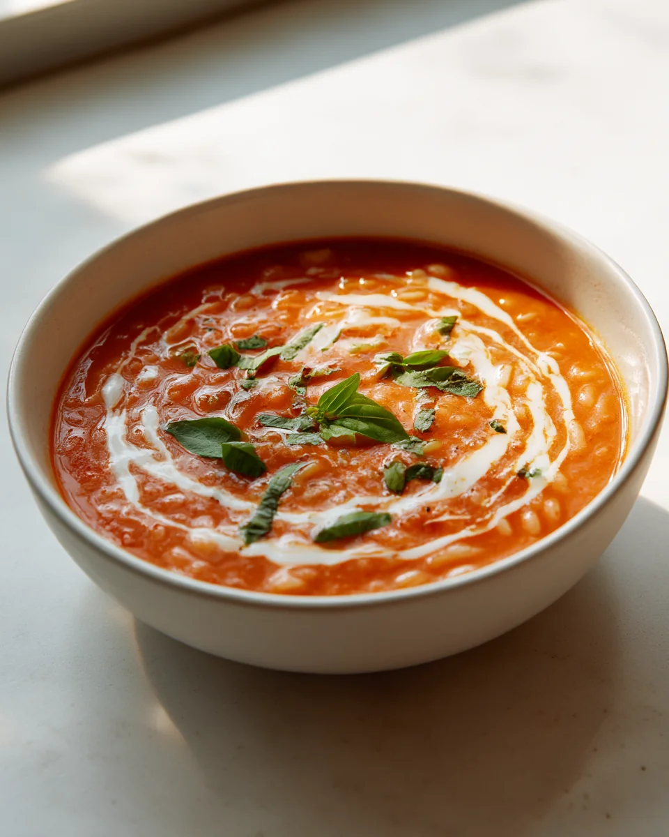 Creamy Tomato Basil Risotto Soup Recipe - Comfort in a Bowl