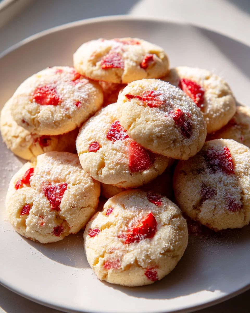 Sweet Non-Alcoholic Valentines Strawberry Shortbread Cookies