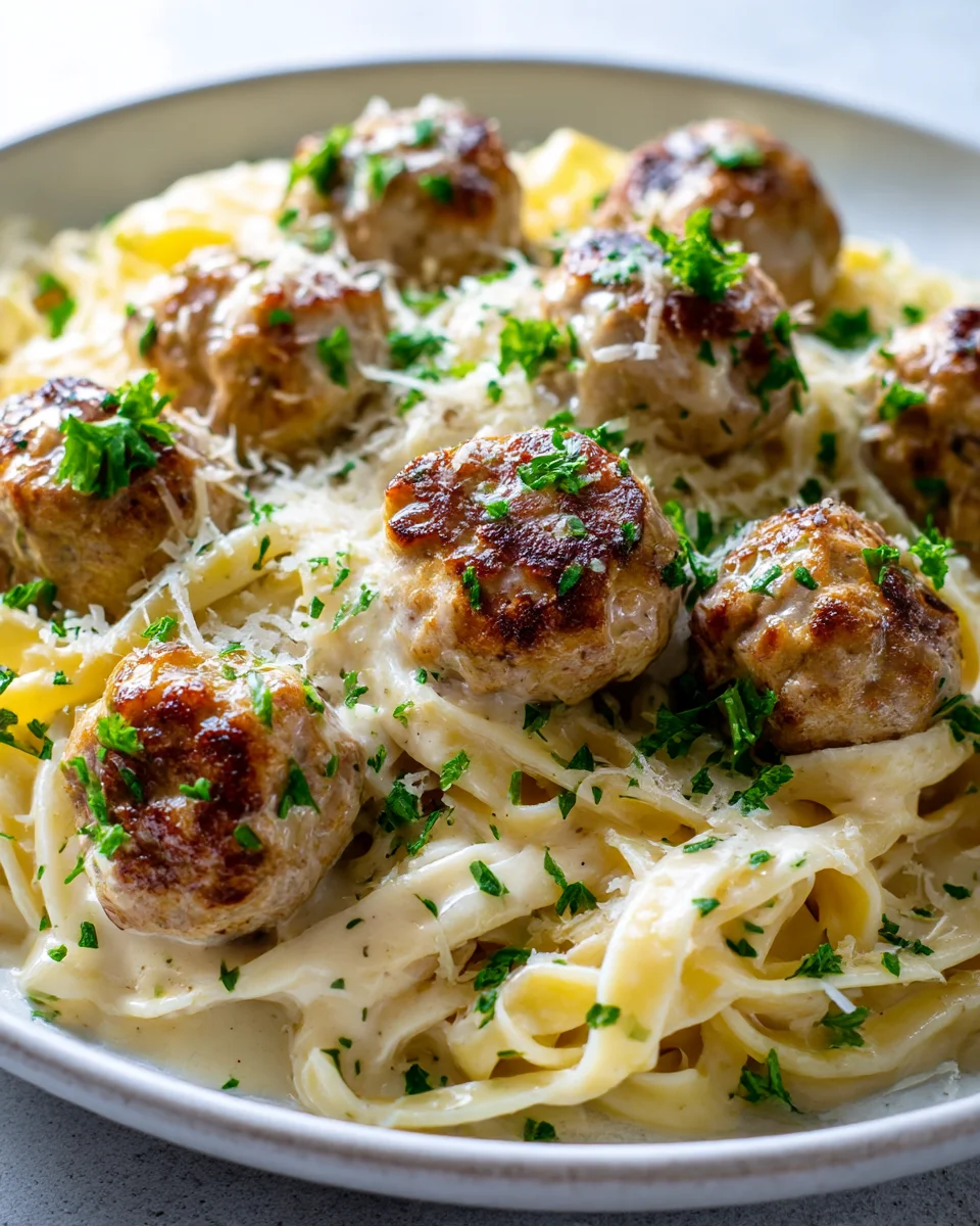 Garlic Butter Meatballs & Creamy Linguine Delight