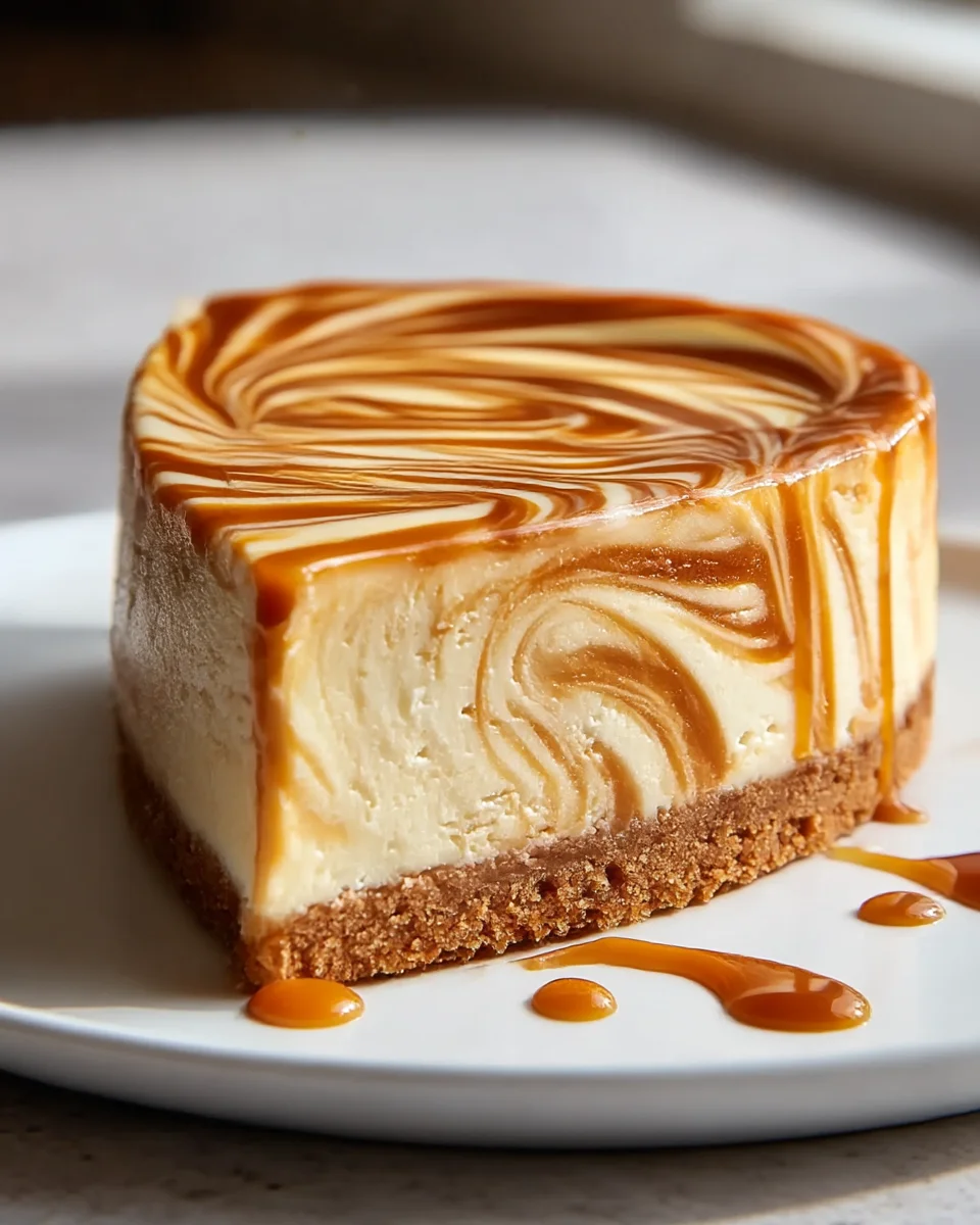 Indulge in Decadent Caramel Swirl Cheesecake Delight