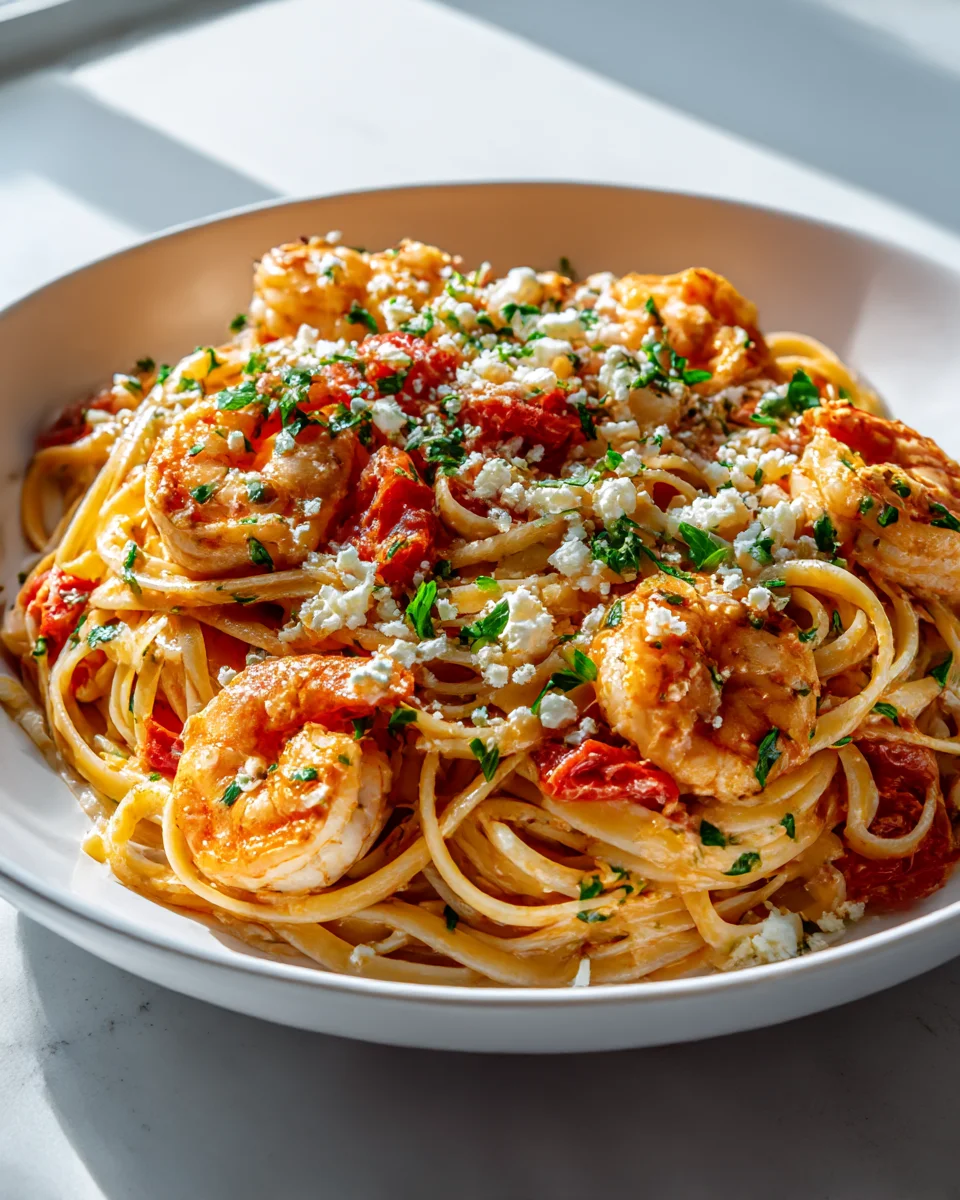Authentic Greek Shrimp & Tomato Linguine: A Taste of Greece