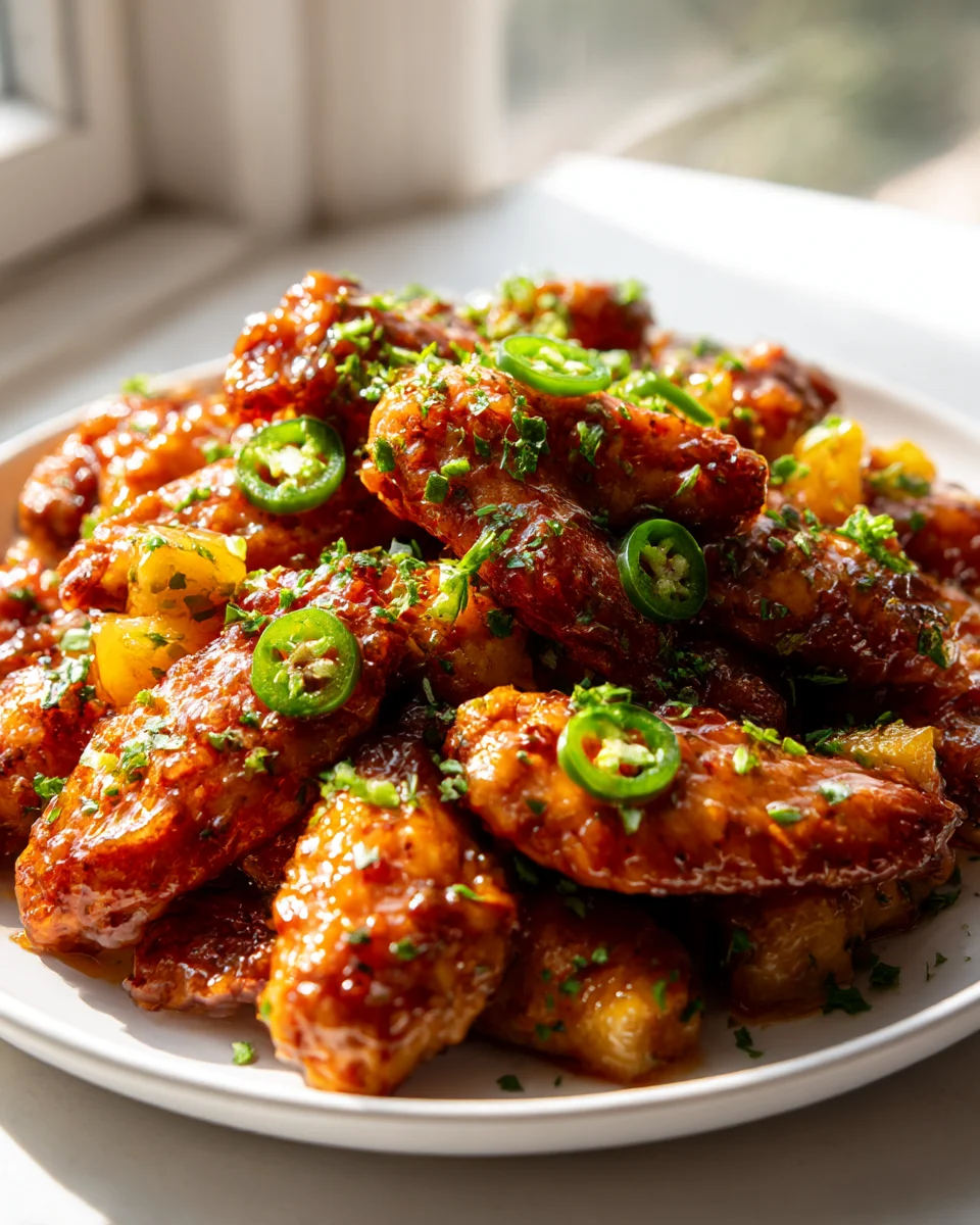 Crave-Worthy Sweet Spicy Sticky Pineapple Cowboy Candy Wings