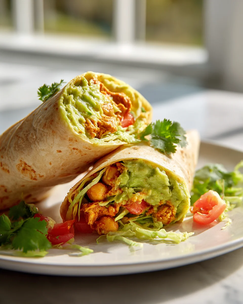 Spicy Chickpea and Guacamole Tortilla Wrap Recipe Delight