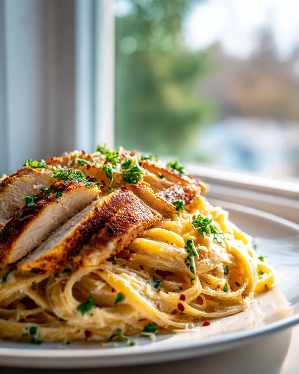 Creamy Cajun Chicken Spaghetti with Cheesy Garlic Sauce