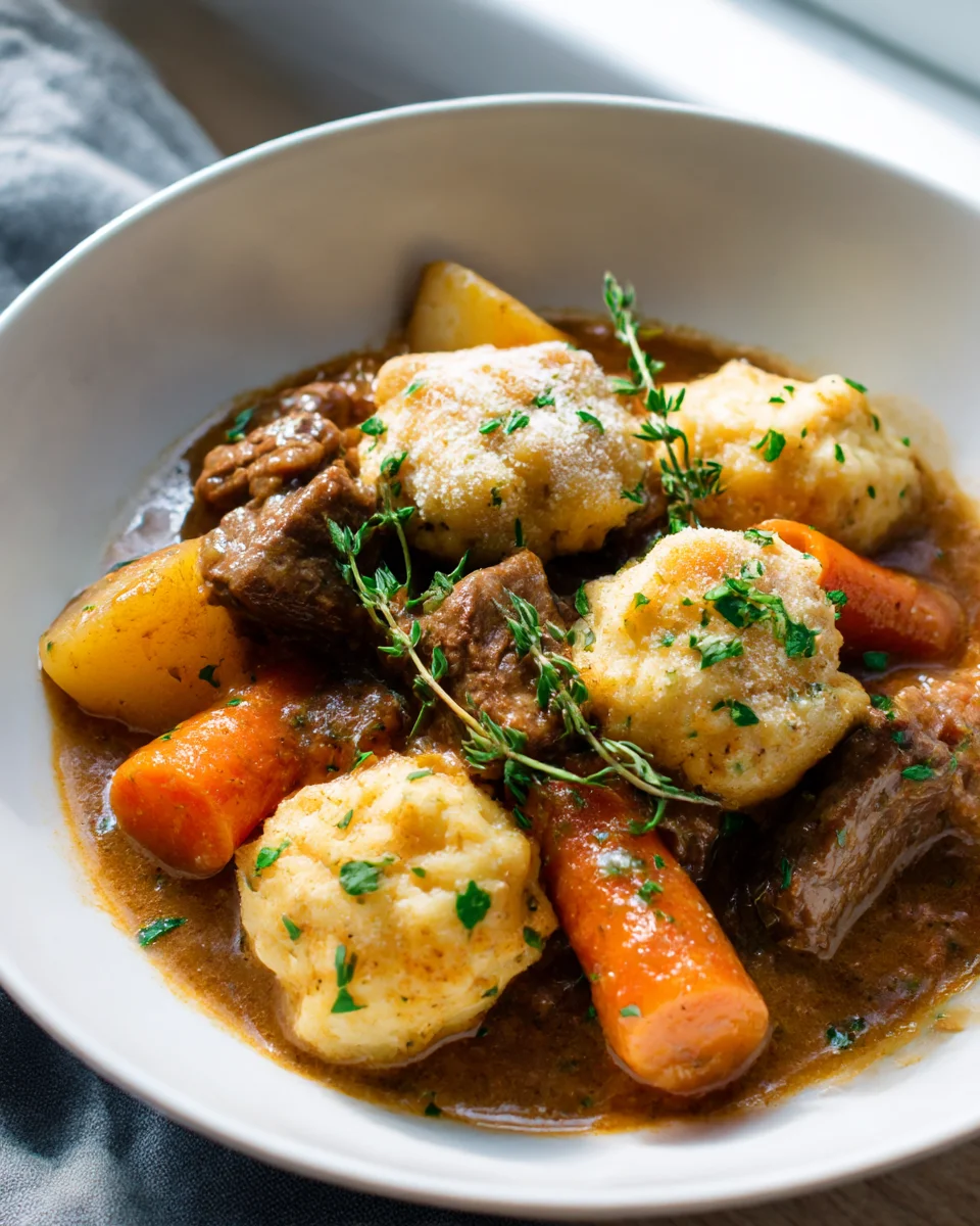 Classic Beef Stew & Fluffy Dumplings Recipe - Must Try!