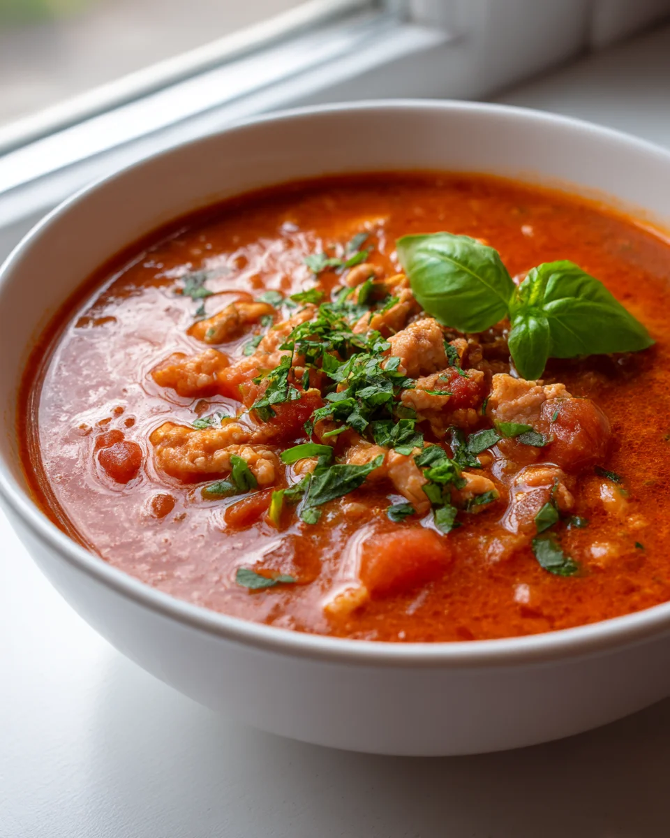 Delicious & Hearty High Protein Tomato Turkey Soup Recipe