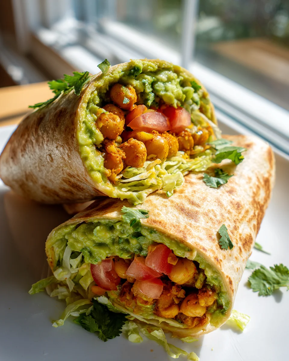 Spicy Chickpea and Guacamole Tortilla Wrap Recipe Delight