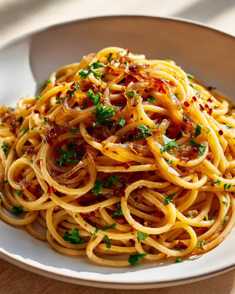 Delicious Caramelized Onion and Chili Oil Spaghetti Recipe