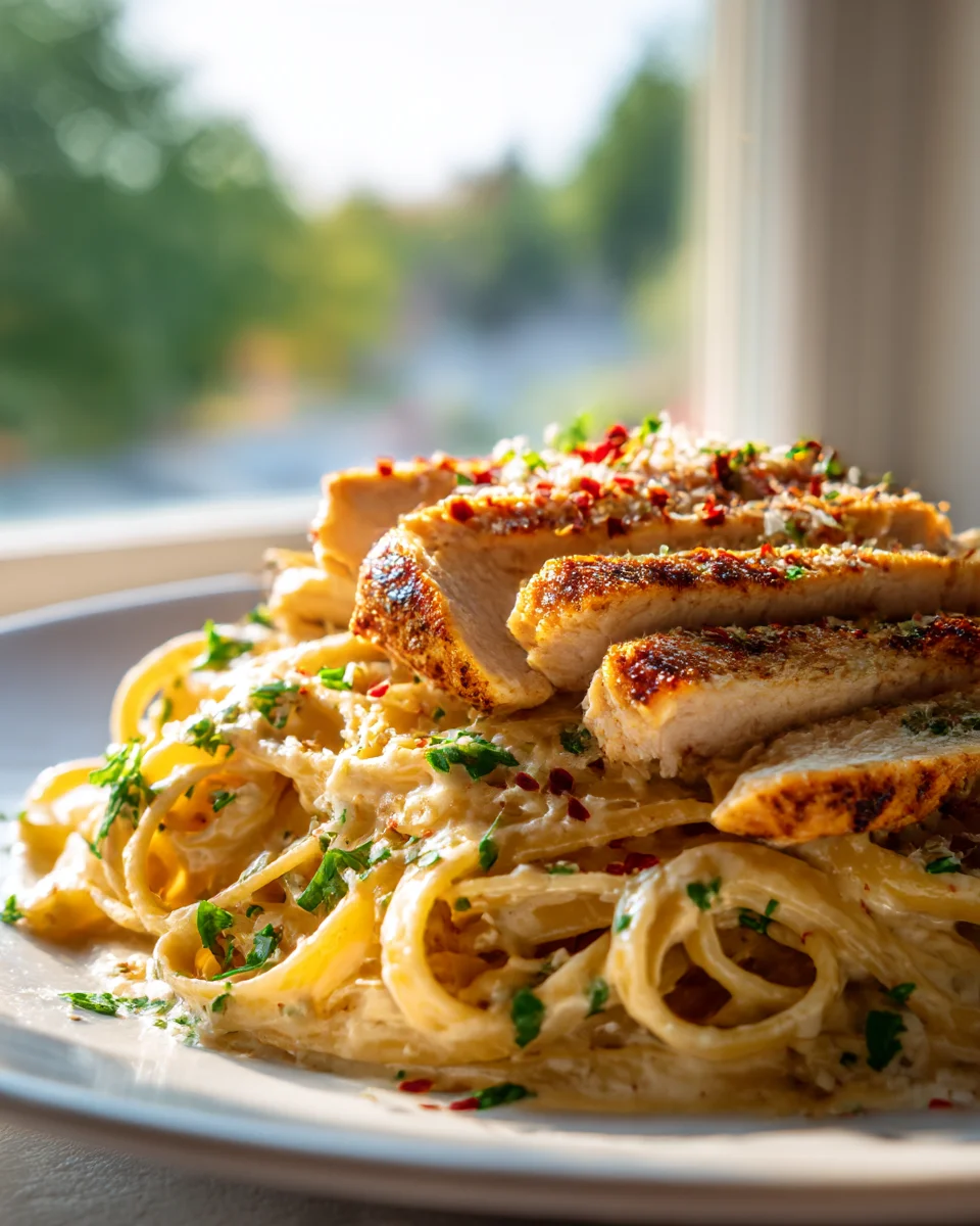 Creamy Cajun Chicken Spaghetti with Cheesy Garlic Sauce