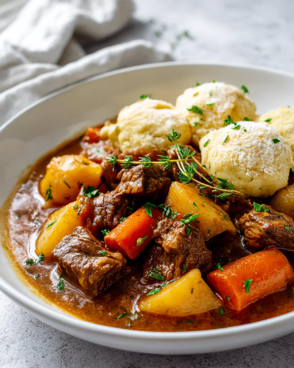 Classic Beef Stew & Fluffy Dumplings Recipe - Must Try!