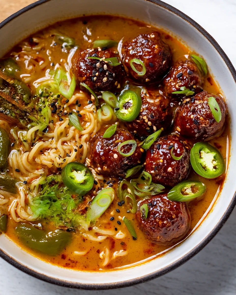 The Best General Tso's Beef Meatball Ramen Recipe Ever
