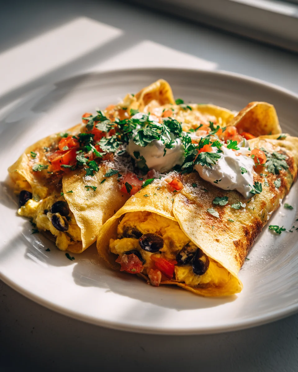 Delicious Southwest Black Bean and Egg Crepes Recipe