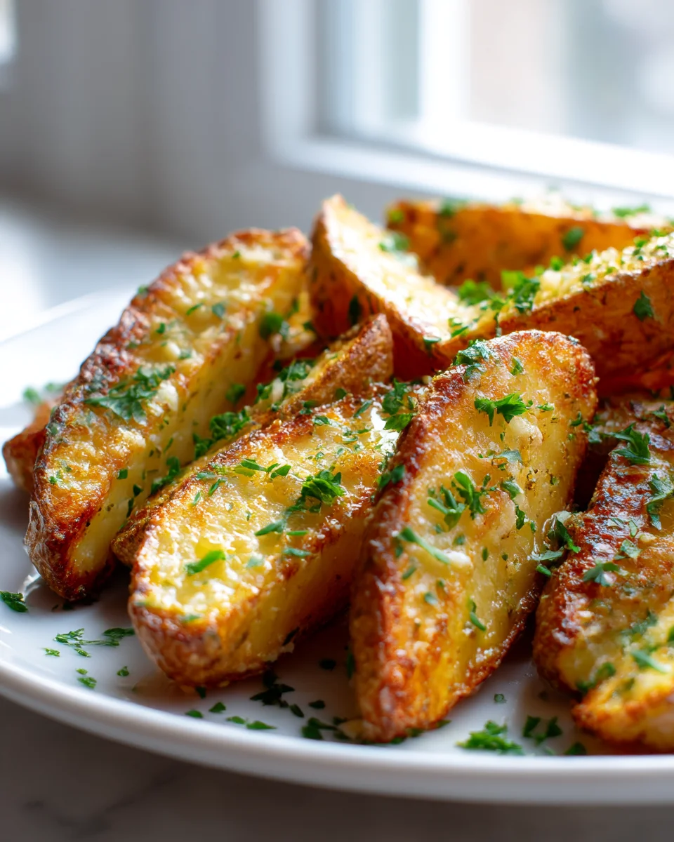 Crispy Baked Garlic Parmesan Potato Wedges Recipe