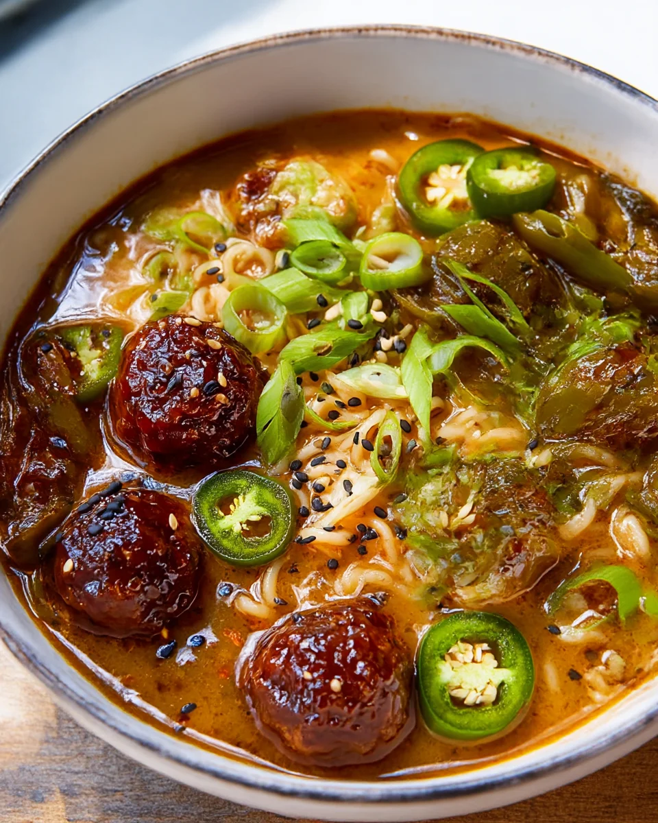 The Best General Tso's Beef Meatball Ramen Recipe Ever