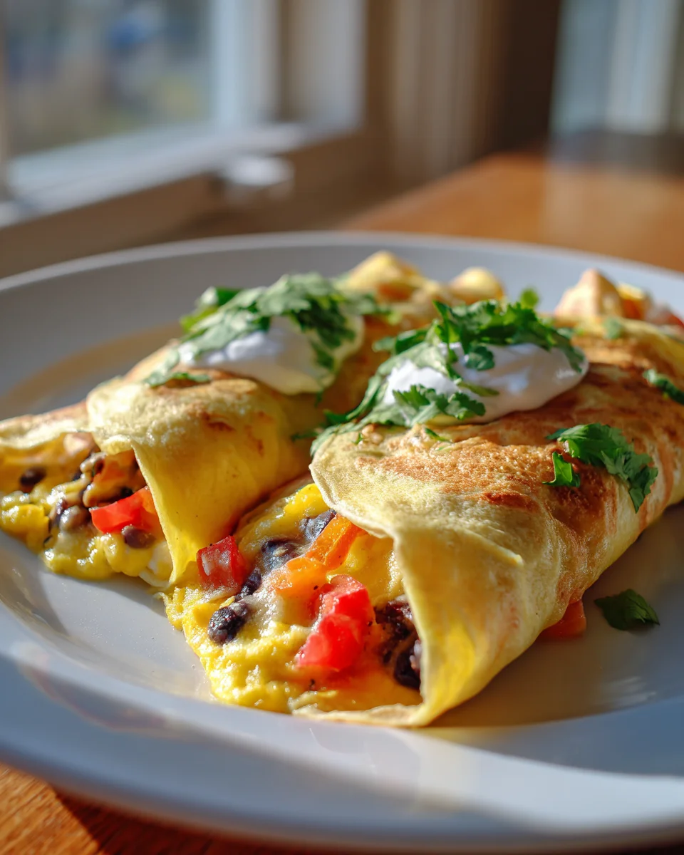 Delicious Southwest Black Bean and Egg Crepes Recipe