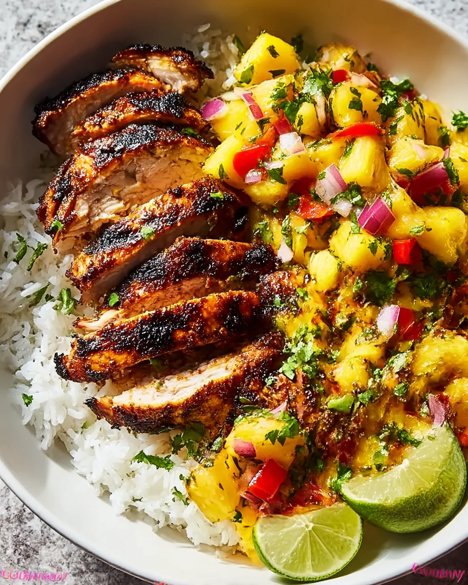 Jerk Chicken Bowl with Pineapple Salsa - Tropical Flavor!