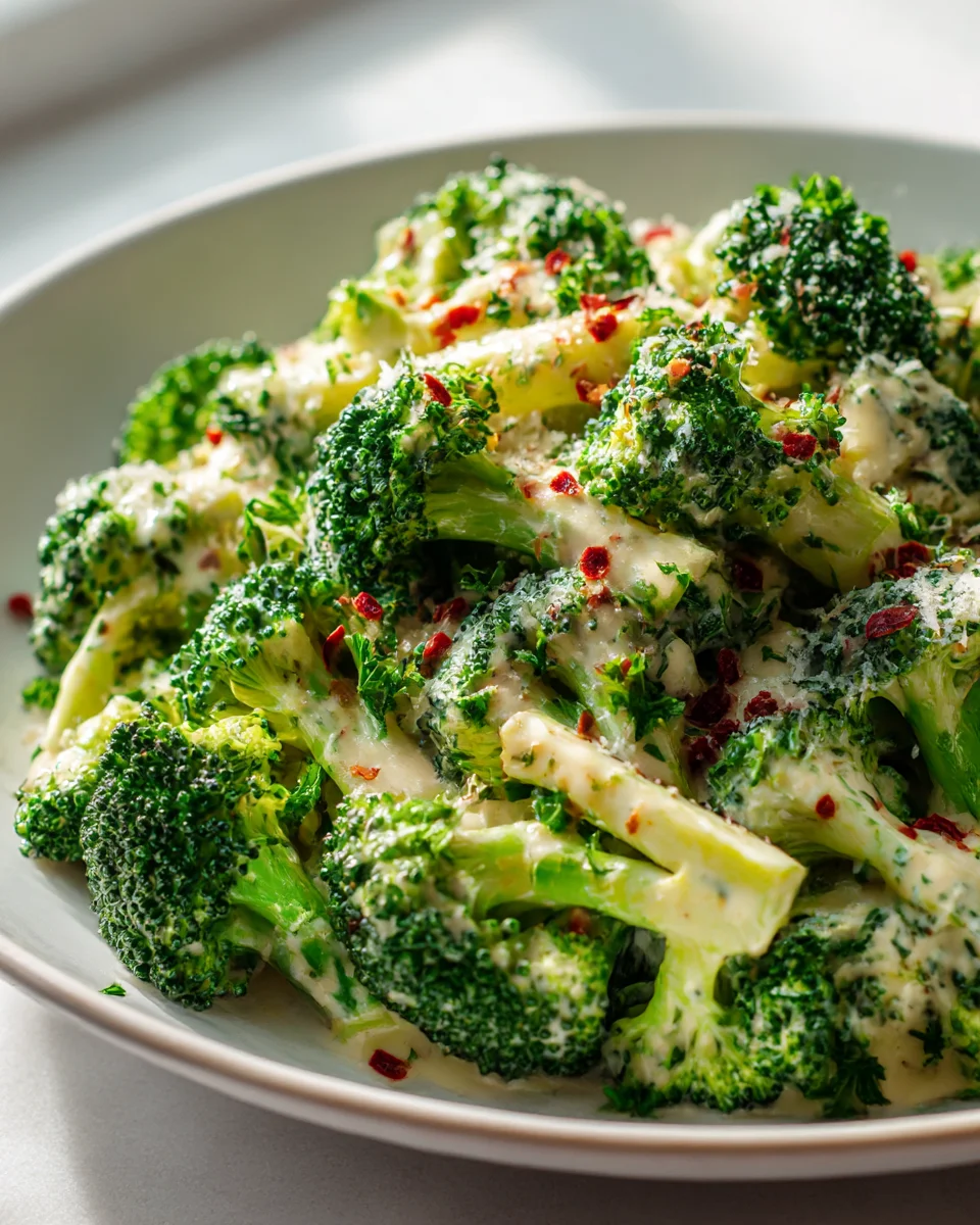 Delicious Creamy Garlic Parmesan Broccoli Easy Side