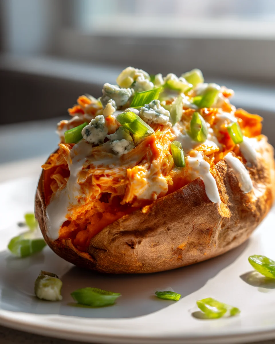 Buffalo Chicken Stuffed Sweet Potatoes: Healthy & Easy