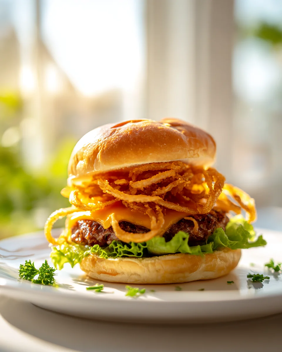 Onion Ring Burger Sliders with Crunchy Topping