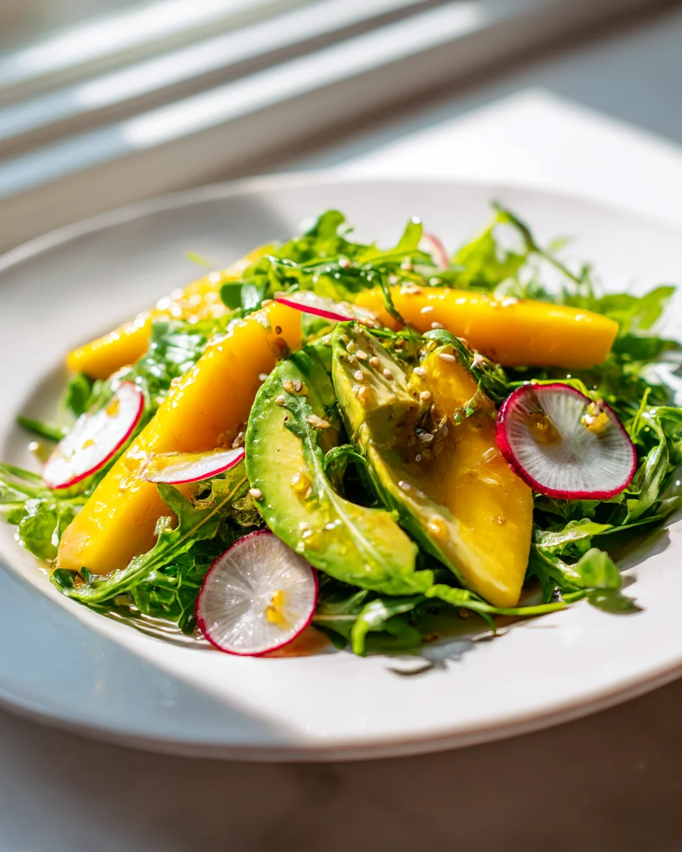 Mango Avocado Arugula Salad with Lime Honey Dressing Recipe
