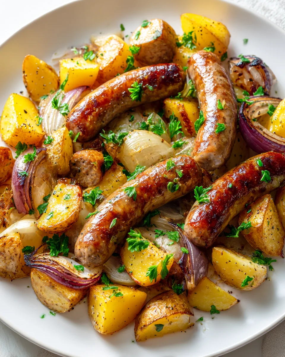 Beef Sausage and Potato Onion Sheet Pan Dinner