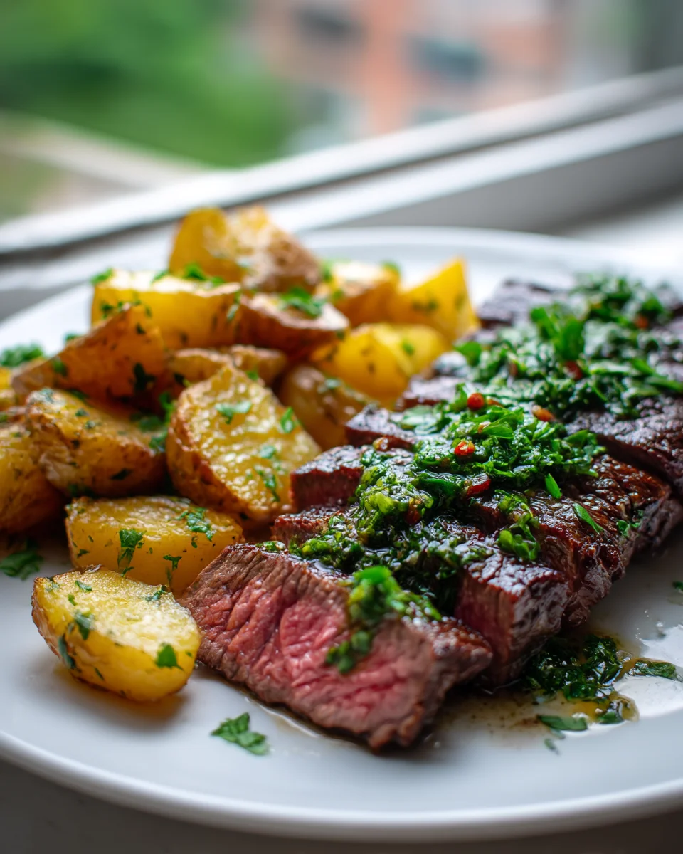 Garlic Herb Chimichurri Steak & Crispy Potatoes
