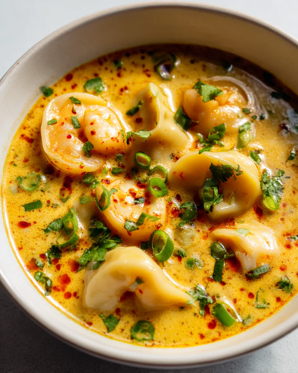 Spicy Coconut Shrimp Dumpling Soup