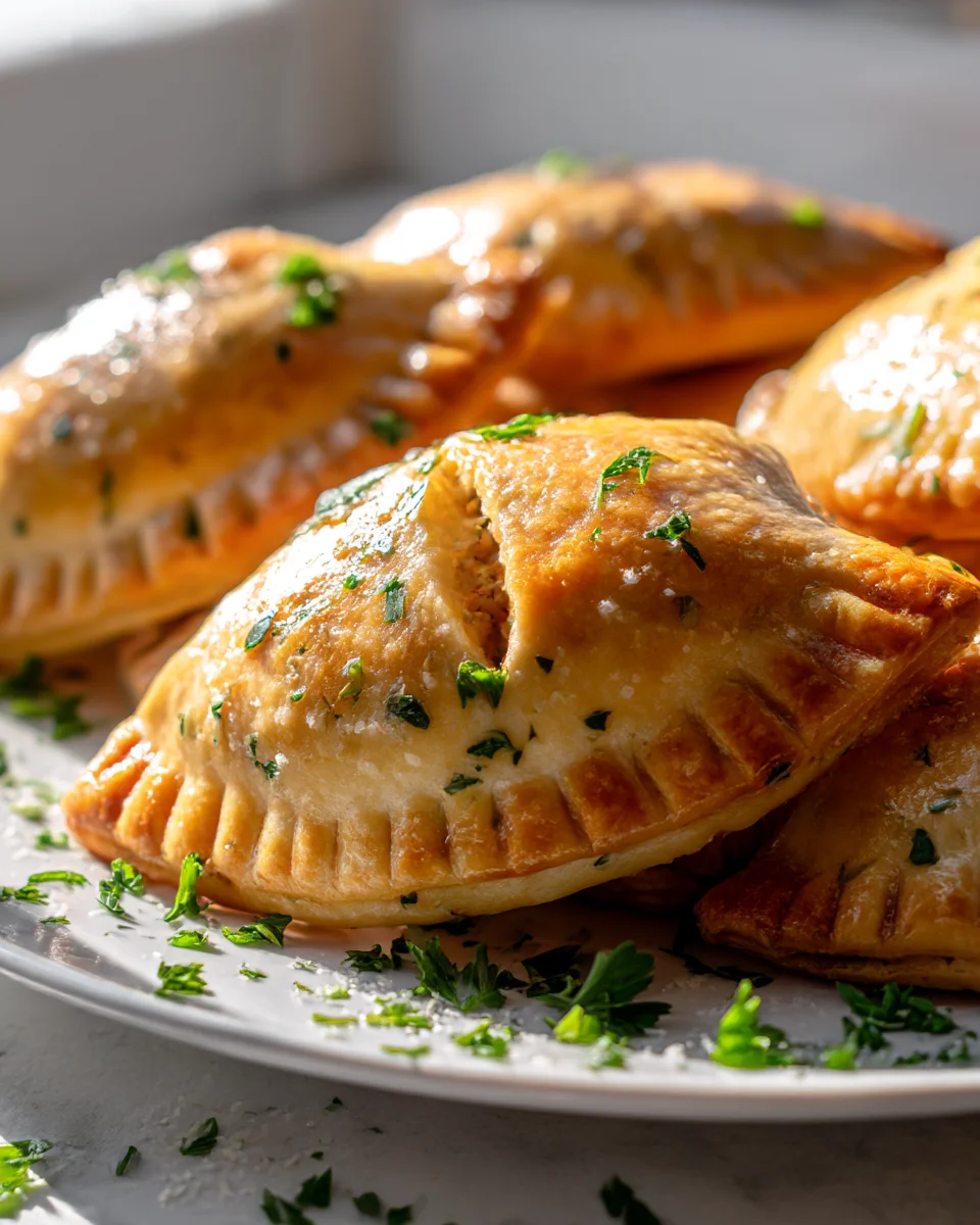 Garlic Parmesan Chicken Meatloaf Hand Pies with Flaky Crust