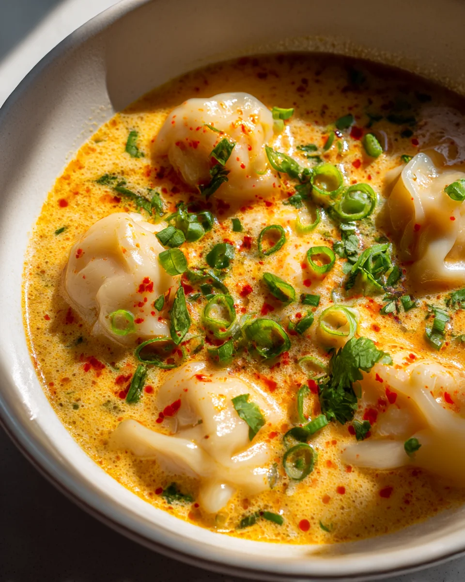 Spicy Coconut Shrimp Dumpling Soup