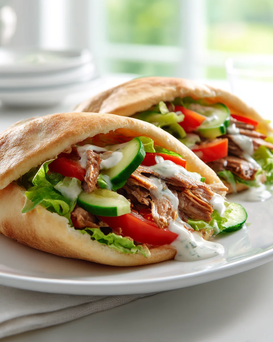 Delicious Doner Kebab Stuffed Pita Pockets with Veggies