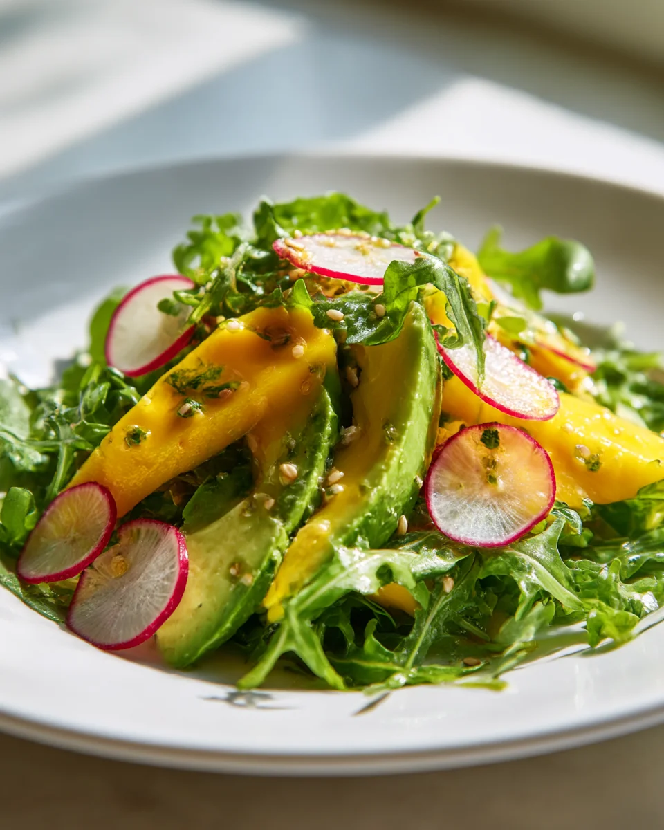 Mango Avocado Arugula Salad with Lime Honey Dressing Recipe